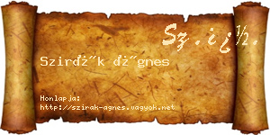 Szirák Ágnes névjegykártya